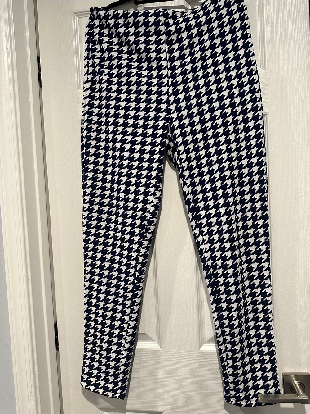 Navy and White Houndstooth Leggings - Bottoms